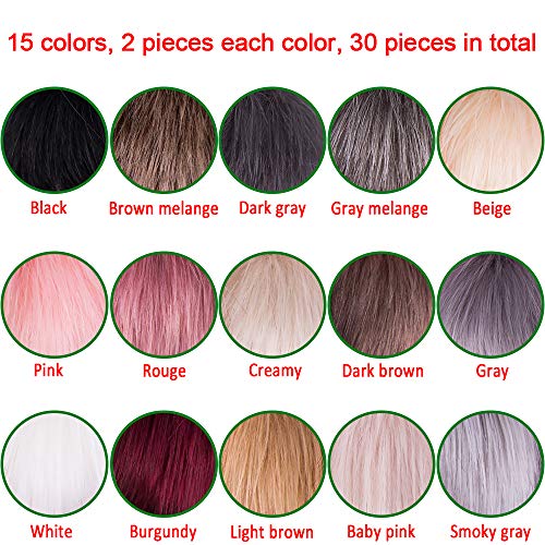 SIQUK 30 Pieces Faux Fur Pom Pom Balls DIY Faux Fox Fur Fluffy Pom Pom with Elastic Loop for Hats Keychains Scarves Gloves Bags Accessories(15 Colors, 2 Pcs for Each Color) - Image 2