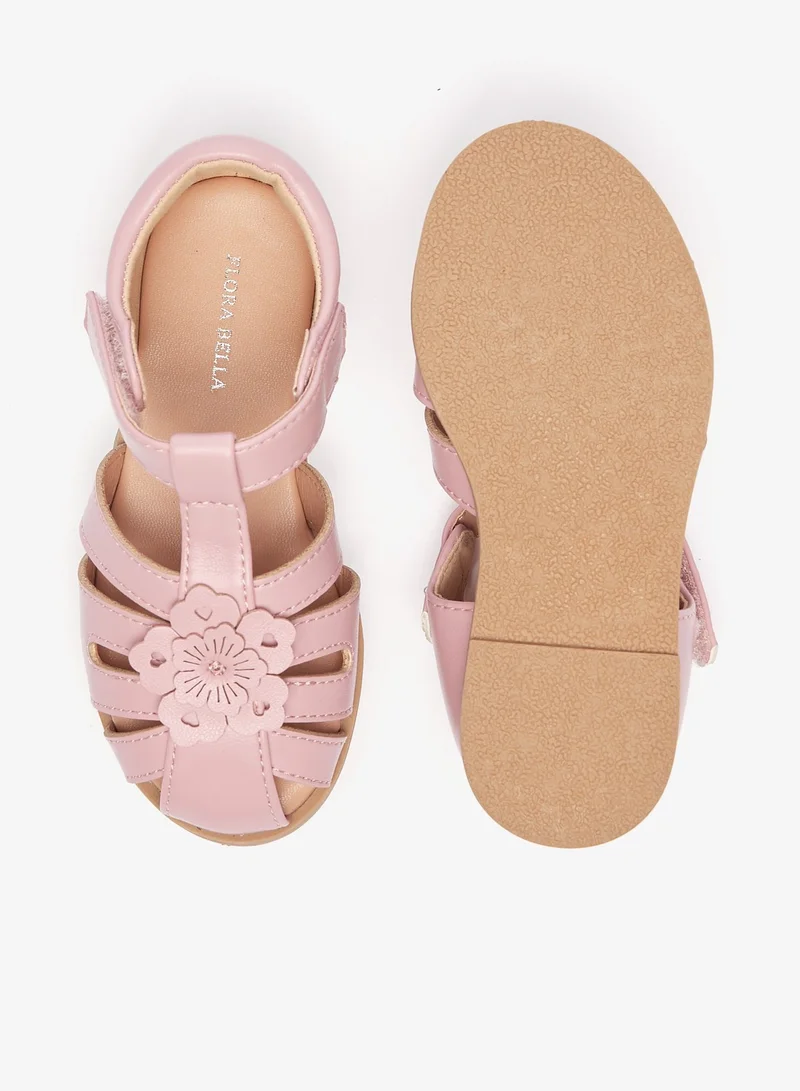 Flora Bella By Shoexpress Girls Applique Detail Sandals with Hook and Loop Closure