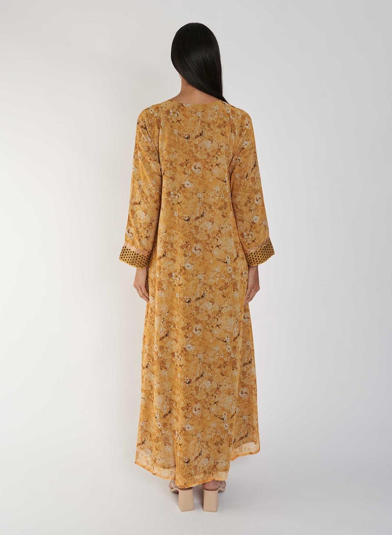 كشخة جلابية مطبوعة بتطريز ياقة - Image 2