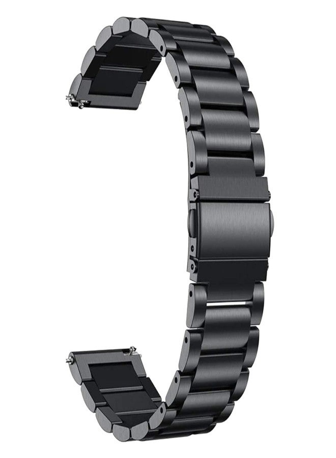 ACM Watch Strap Stainless Steel Metal 22mm compatible with Pebble Polar Smartwatch Belt Luxury Band Royal Black - Image 1