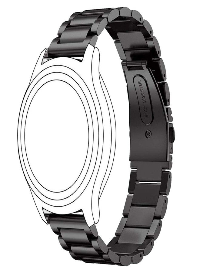ACM Watch Strap Stainless Steel Metal 22mm compatible with Pebble Polar Smartwatch Belt Luxury Band Royal Black - Image 2