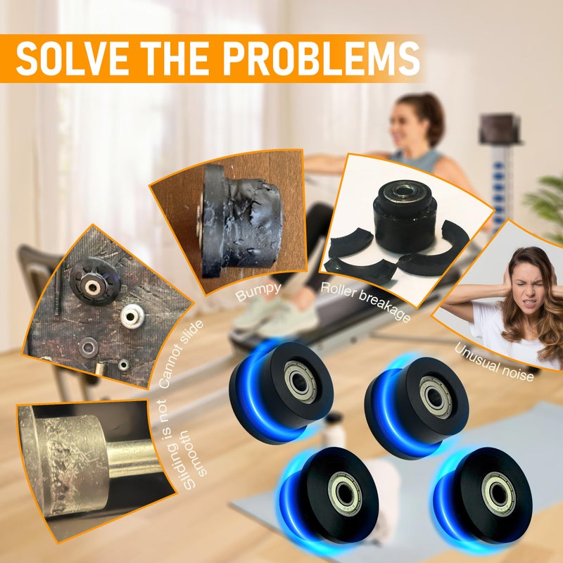 DAFORE Upgraded Machined Wheels/Rollers Compatible with Total Gym,Replacement Parts for 1000,1100,1400,1500,1600,1700,1800,1900,Achiever,Force,Gold,Max,Platinum,Plus,Pro,Supra,Supreme,Ultima,Ultra,XLI,4Pcs - Image 2
