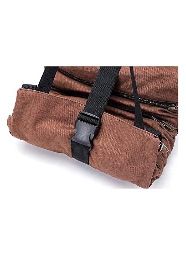 erorex Tool Storage Organizer Bag Roll, Big Tool Roll Up Bag, Waxed Canvas Tool Organizer Bucket, Tool Roll Up Pouch, Handy Small Tools Tote Carrier,Tool Pouch Sling, Car Back Seat Organizer (Brown)  - Image 3
