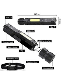 GROIC Led USB Rechargeable Headlamp, 1200 Lumens Portable Magnetic Head Flashlight for Adults, 360 Degree Rotate Led Work Light, Waterproof, 5 Modes for Outdoor, Hiking, Fishing  - Image 2