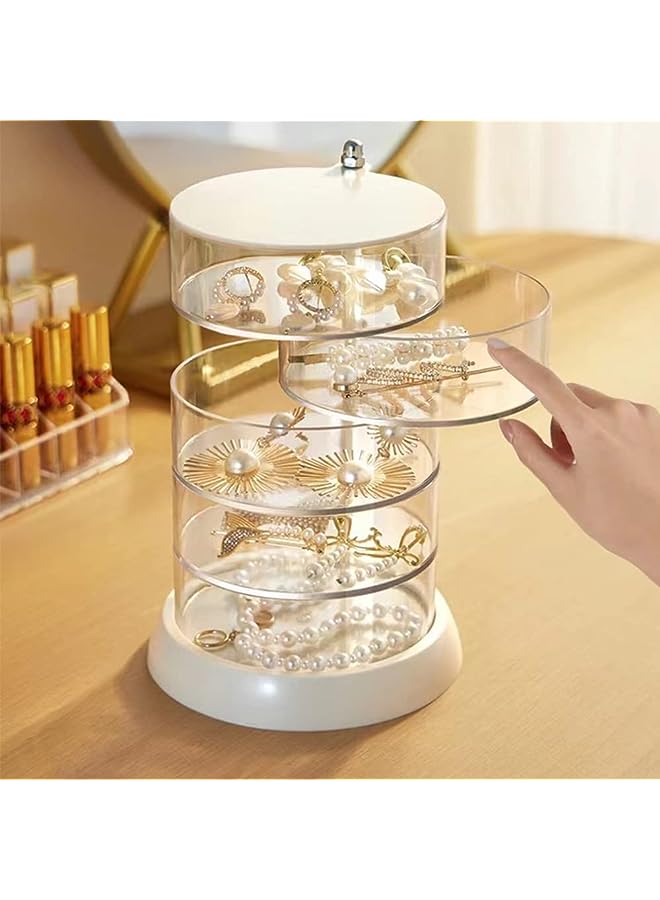 Antole 5 Layers Jewelry Organizer Storage Box, Rotatable Jewelry Storage Box with Lid for Women, Clear Jewelry Accessory Storage Tray with Lid for Earrings Bracelets Necklaces - Image 1