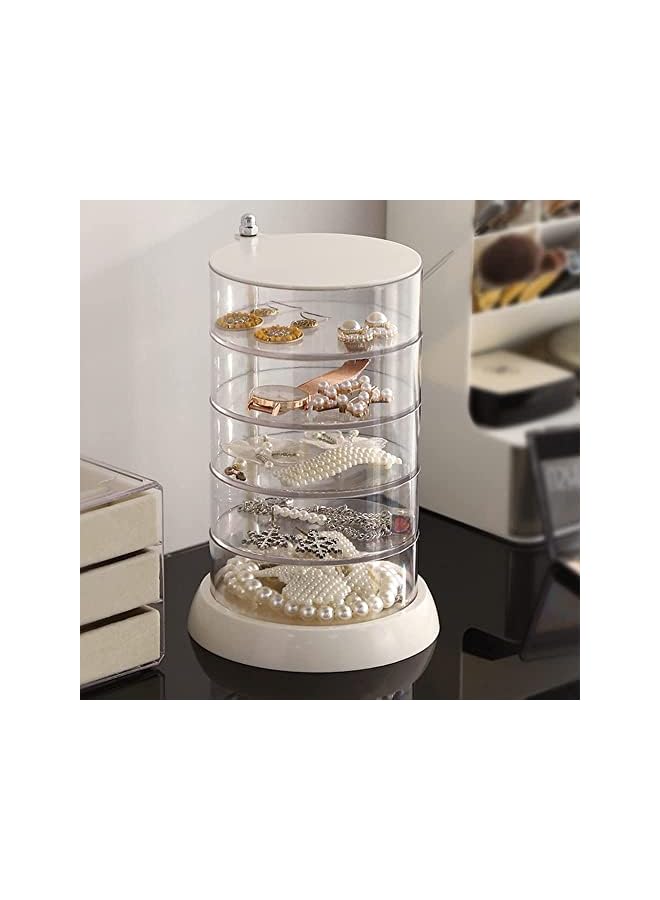 Antole 5 Layers Jewelry Organizer Storage Box, Rotatable Jewelry Storage Box with Lid for Women, Clear Jewelry Accessory Storage Tray with Lid for Earrings Bracelets Necklaces - Image 3