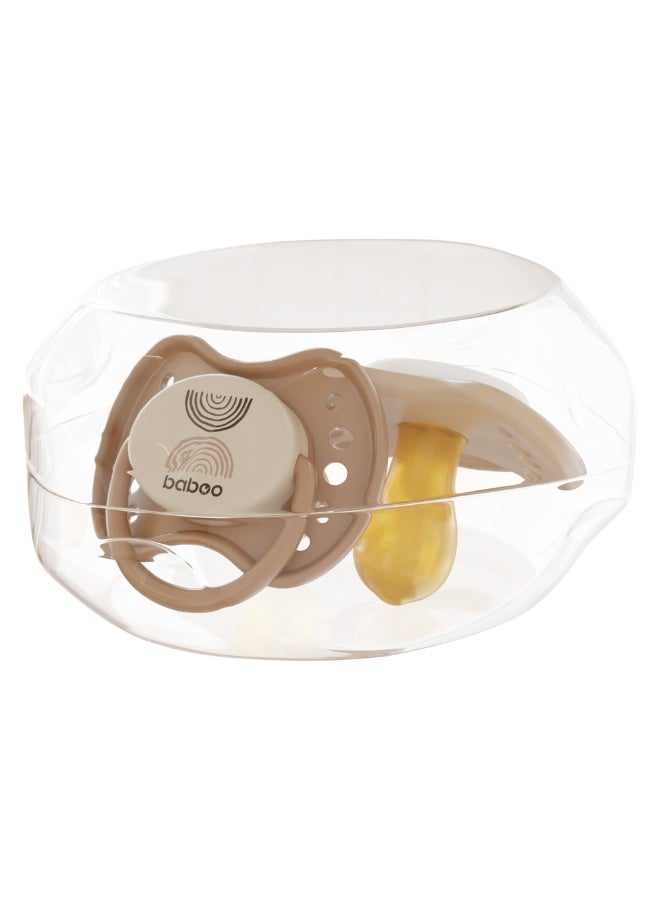 Baboo Round Latex Baby Pacifier With Sterilizer Box | Natural Rubber Baby Pacifier | Round Nipple | Set of 2 BPA-Free Soothers | 0+ Month (Pack of 2) | Au Naturale - Image 2