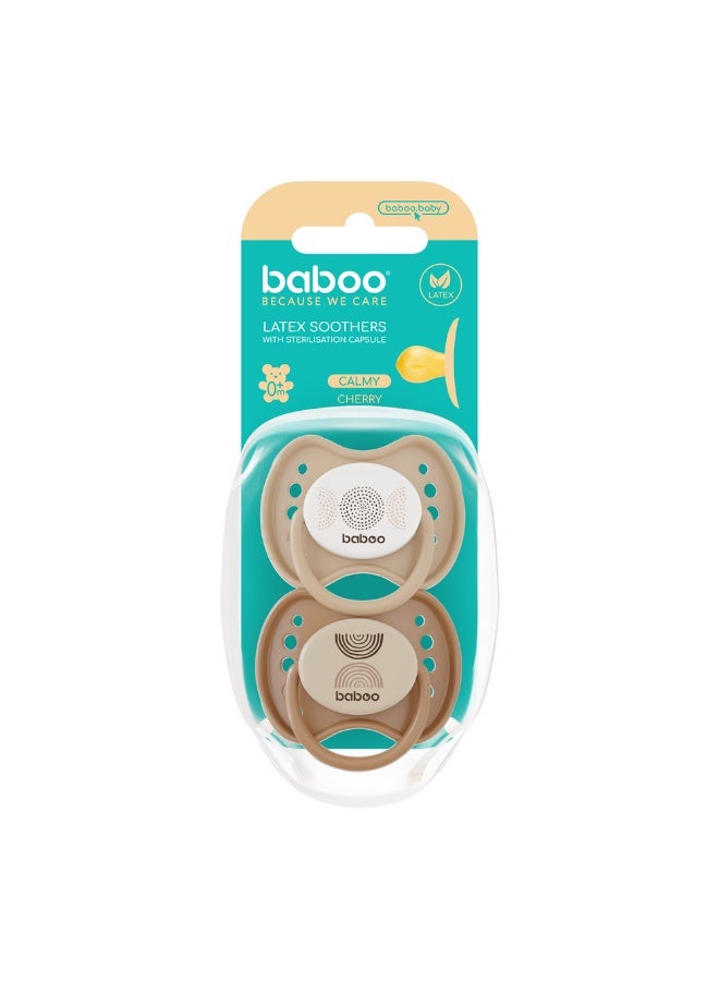 Baboo Round Latex Baby Pacifier With Sterilizer Box | Natural Rubber Baby Pacifier | Round Nipple | Set of 2 BPA-Free Soothers | 0+ Month (Pack of 2) | Au Naturale