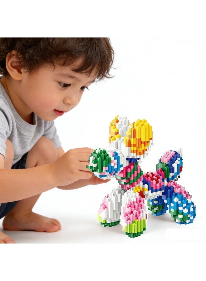 Colorful Mini Micro Particle Building Blocks Balloon Dog Kit, DIY 3D Assemble Balloon Dog Puzzle Construction Toy, Educational STEM Building Set to Train Kids Fine Motor Skills, Ideal Birthday Holiday Festival Art Craft Gift for Boys Girls Teens & Adults - Image 1