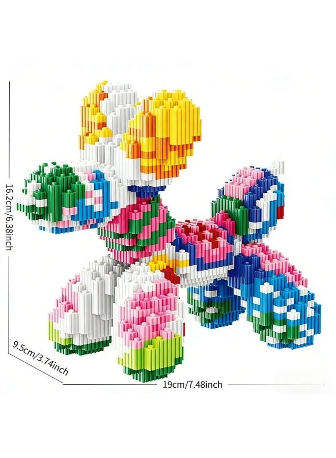 Colorful Mini Micro Particle Building Blocks Balloon Dog Kit, DIY 3D Assemble Balloon Dog Puzzle Construction Toy, Educational STEM Building Set to Train Kids Fine Motor Skills, Ideal Birthday Holiday Festival Art Craft Gift for Boys Girls Teens & Adults - Image 3