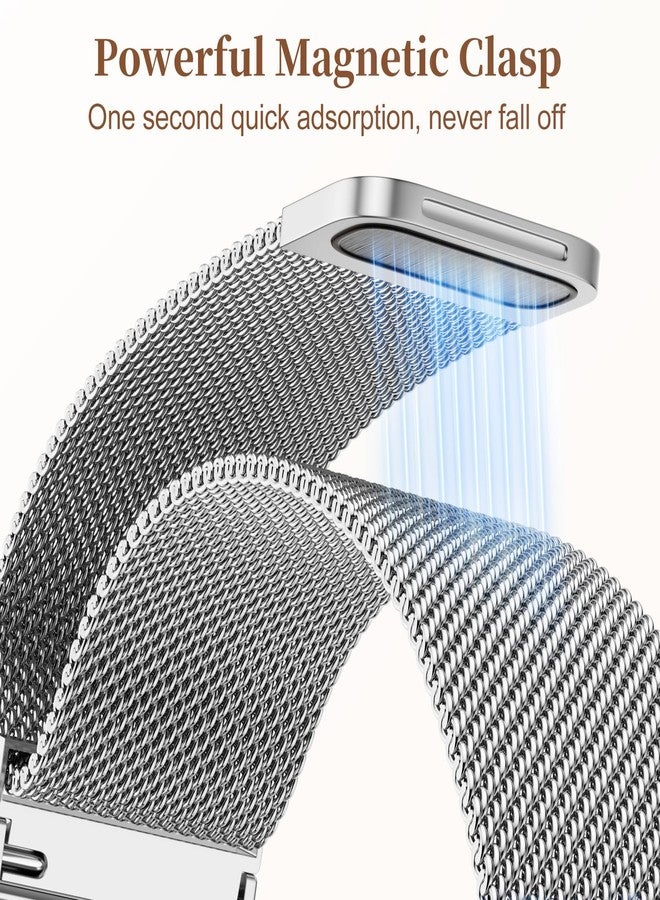 Getino Magnetic Metal Strap for Apple Watch Bands for Women 40mm 41mm 42mm 44mm 45mm 46mm 49mm 38mm Series 11 10 9 8 7 6 5 4 3 2 SE Ultra, Bling Dressy Stainless Steel Milanese Loop iWatch Band - Image 4