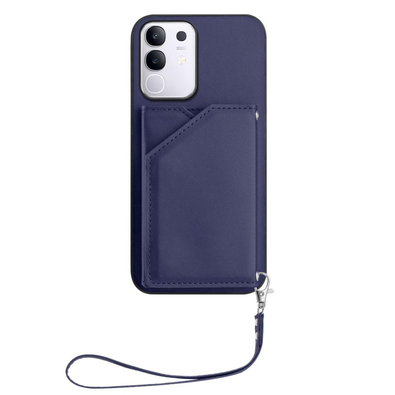 erorex For vivo Y29 4G / T4x / Y300t  Feel Four Card Slots Phone Case with Wrist Strap(Blue) - Image 2