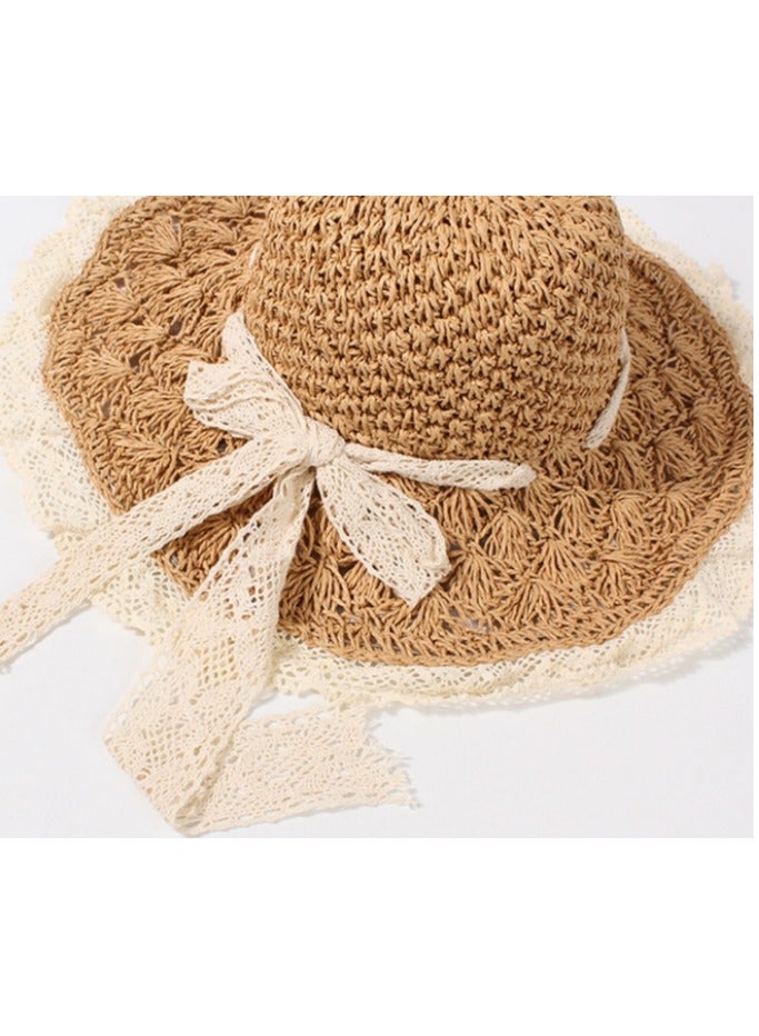 KUYING New Fashionable and Elegant Straw Hat with Bow Tie Straw Hat  - Image 2
