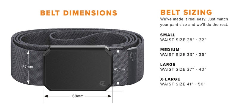 Groove Life Groove Life Groove Belt Gun Metal/Stone - Men's Stretch Nylon Belt with Magnetic Aluminum Buckle, Lifetime Coverage - X-Large (41-50")  - Image 4