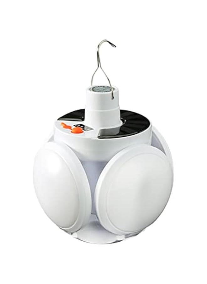 Generic Solar Camping Lantern, Portable Outdoor Tent Light with Hook, Foldable LED Soccer Bulb, Rechargeable USB Fishing Emergency Light for Home, Office, Tent, Car  - Image 1