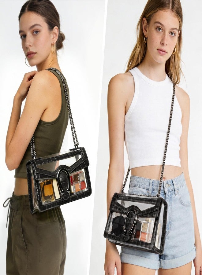 Joryin Clear Bag for Women Clear Bags Stadium Approved Shoulder Bag Crossbody Bag Small Clear Purse Chain Handbag - Image 2