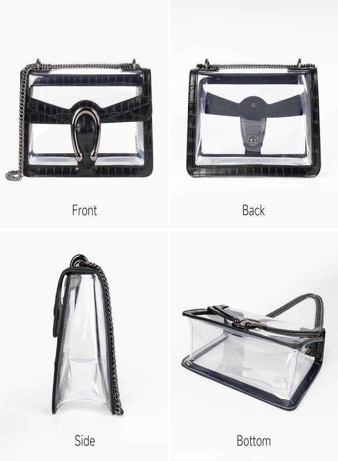 Joryin Clear Bag for Women Clear Bags Stadium Approved Shoulder Bag Crossbody Bag Small Clear Purse Chain Handbag - Image 3