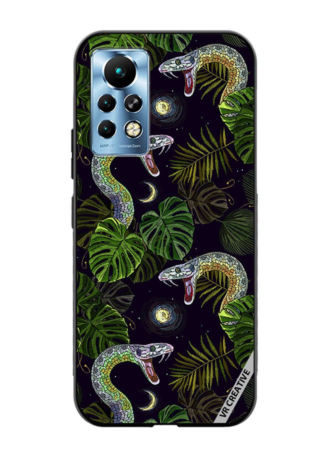 VR CREATIVE Protective Case Cover For Infinix Note 11 Pro Embroidery Snakes, Night Sky And Tropical Palm Leaves Design Multicolour - Image 1