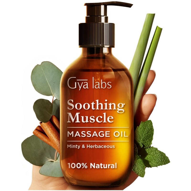 Gya Labs Soothing Massage Oil - 6.76 Fl Oz - Non-Greasy Formula for Sore Muscles, Deep Relaxation & All Skin Types - Suitable for Men & Women - Image 1