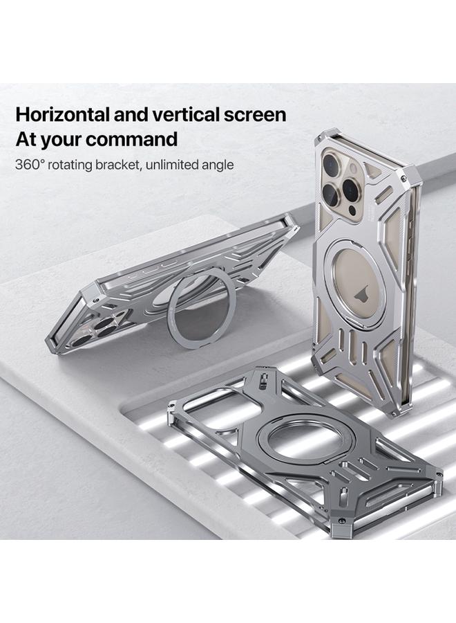 S-TOP Case For iPhone 15 Aluminum Alloy Borderless MagSafe Rotating Holder Phone Case - Image 2