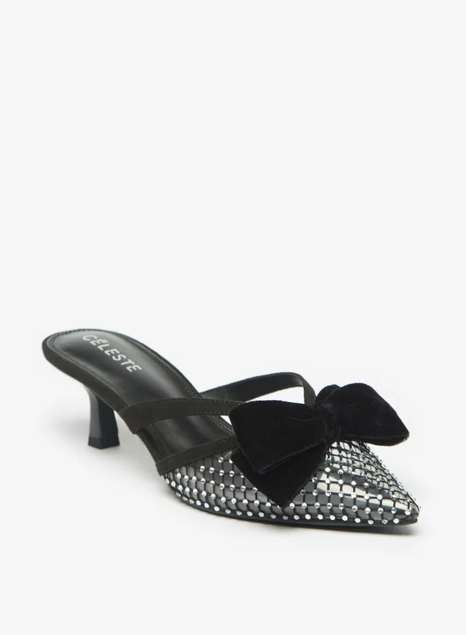 Celeste Women Kitten Heel Pumps with Bow Detail