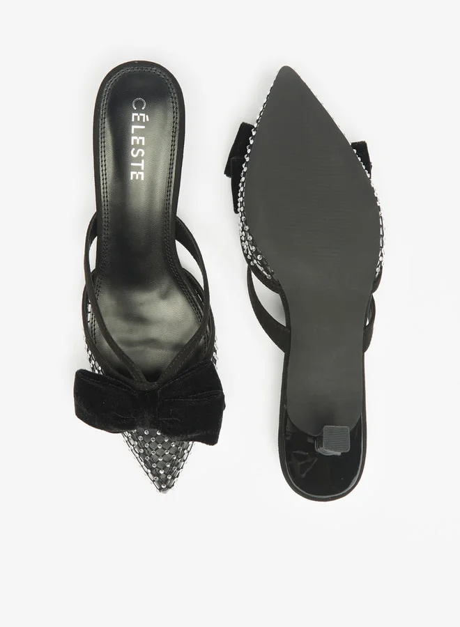 Celeste Women Kitten Heel Pumps with Bow Detail