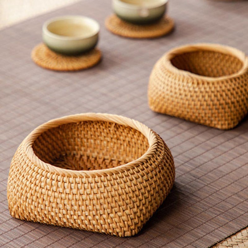 Handmade Small Rattan Storage Basket Fruit Holder Tea Biscuit Box Woven Container for Kitchen Dining and Tea Serving - Image 5