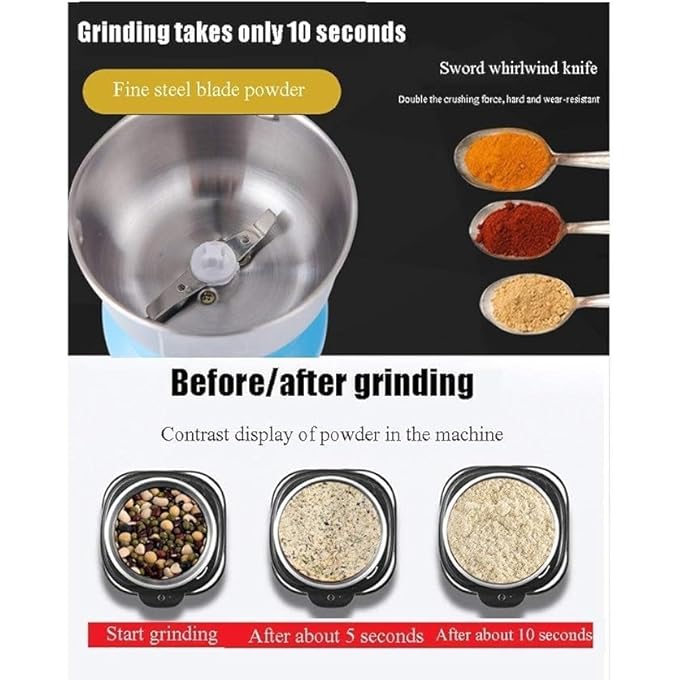 Talzeo Mini Electric Grain Grinder Mill  Portable MultiFunction Coffee Grinder With Usb Charging Small Electric Grinder For Herbs Spices Nuts  Coffee Beans Home Kitchen Use - Image 5