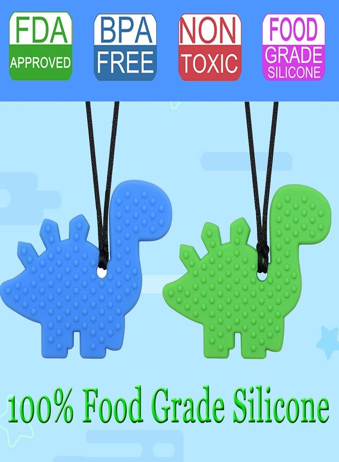 LeeYean Chew Necklaces for Sensory Kids, Silicone Dinosaur Chewy Necklace for Boys with Autism, ADHD, SPD, Chewing Necklaces for Anxiety, Reduce Fidgeting for Children - Image 2