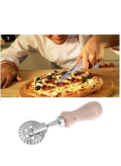 KASTWAVE Pastry and Pasta Cutter Wheel, Stainless Steel Biscuit Mold Cookie Cutter Lace-up Embossed Baking Tool Dessert Pastry Mold with Wooden Handle  - Image 2