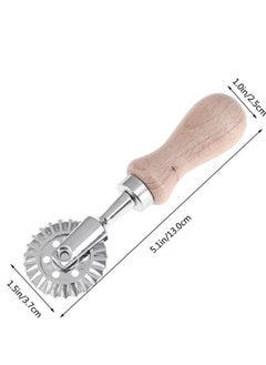 KASTWAVE Pastry and Pasta Cutter Wheel, Stainless Steel Biscuit Mold Cookie Cutter Lace-up Embossed Baking Tool Dessert Pastry Mold with Wooden Handle  - Image 3
