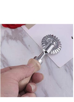 KASTWAVE Pastry and Pasta Cutter Wheel, Stainless Steel Biscuit Mold Cookie Cutter Lace-up Embossed Baking Tool Dessert Pastry Mold with Wooden Handle  - Image 4