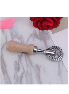 KASTWAVE Pastry and Pasta Cutter Wheel, Stainless Steel Biscuit Mold Cookie Cutter Lace-up Embossed Baking Tool Dessert Pastry Mold with Wooden Handle  - Image 5