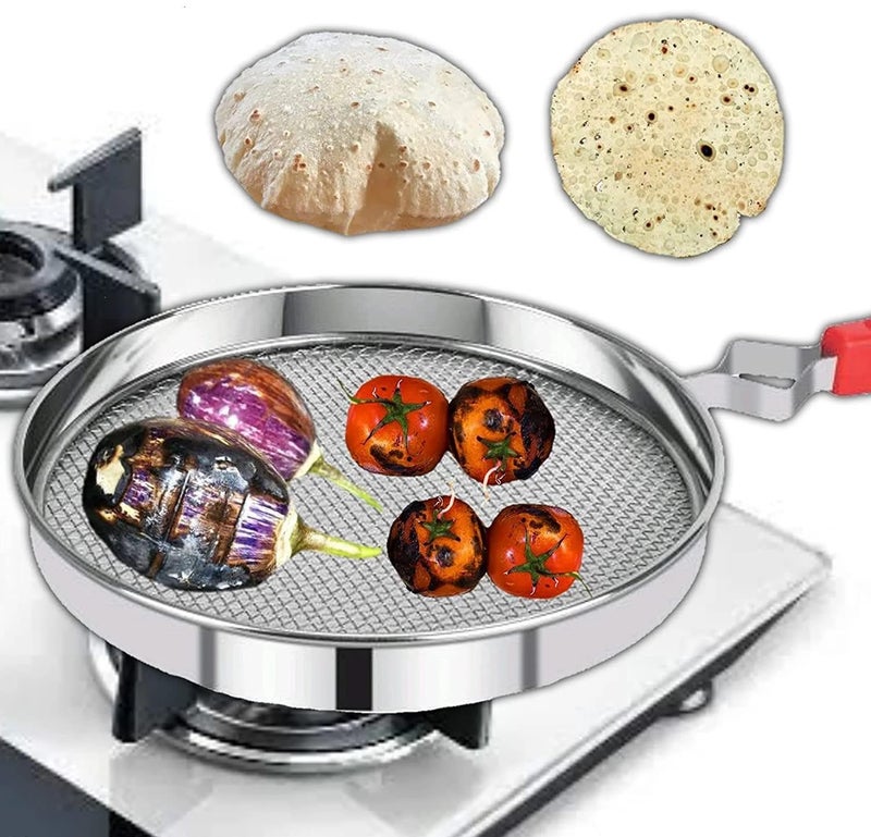 ASHMEN Papad Roaster, Phulka Grill, Roti Jali for Kitchen Cooking, Barbeque tandoori Grill for Home, Roast Papad, Baigan/Brinjal & Vegitable etc Pack of 1(8 Inch) - Image 1