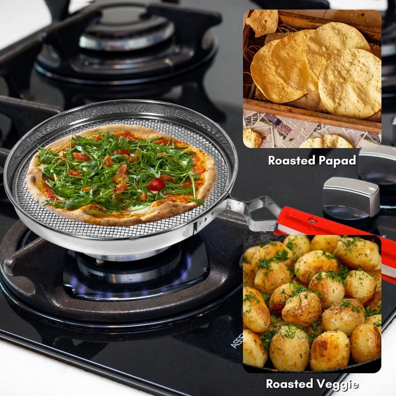 ASHMEN Papad Roaster, Phulka Grill, Roti Jali for Kitchen Cooking, Barbeque tandoori Grill for Home, Roast Papad, Baigan/Brinjal & Vegitable etc Pack of 1(8 Inch) - Image 2