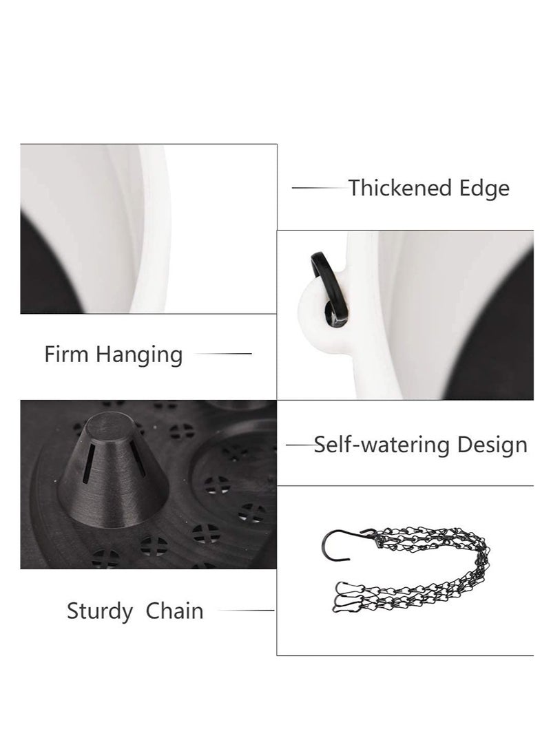 Excefore Hanging Flower Pot, 2 Pcs 20cm Round Plastic Hanging Basket Planter Pot, with Drainer and Chain, Hanging Planters for Boho Home Garden Decor (White)  - Image 2