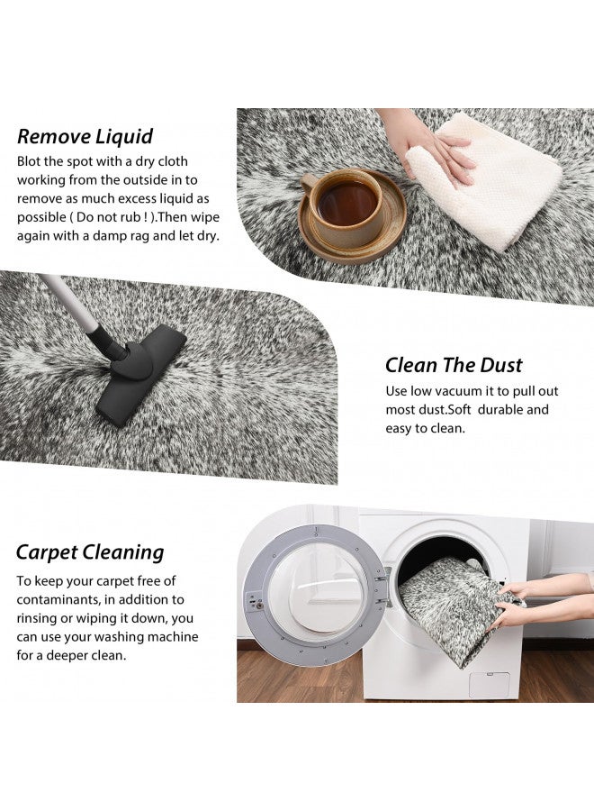 Rtizon Faux Cowhide Rug for Living Room, 4.6 x 5.2 Feet Grey, Cow Print Skins Rug for Bedroom, Premium Faux Fur Animal Cow Hide Rugs Carpet for Western Decor - Image 2