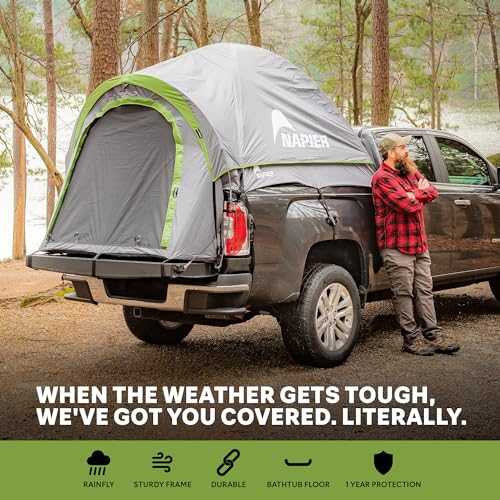 Napier Backroadz Truck Tent | Pickup Truck Bed Camping Tent | Rainfly for Water Protection | Sturdy and Spacious 2-Person Truck Tent | Easy 10-Minute Setup | Gray/Green - Image 2