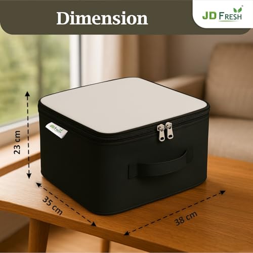 JD FRESH 4 Pc 30 Liters Non-Woven Cloth Organizer for Storage/Moisture Proof Cloth Storage Organizer with Handle/Underbed Storage Box/Storage Bag with Zipper for Saree/Blankets (Ivory & Black) - Image 3
