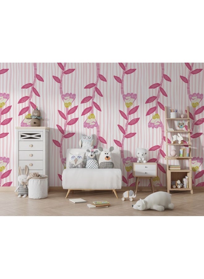 Home Gallery Bindi Flower Fabric Wallpaper Covers An Area ​​Up To 4.2Mx3M With Adhesive  And Smoothing Tool  - Image 1