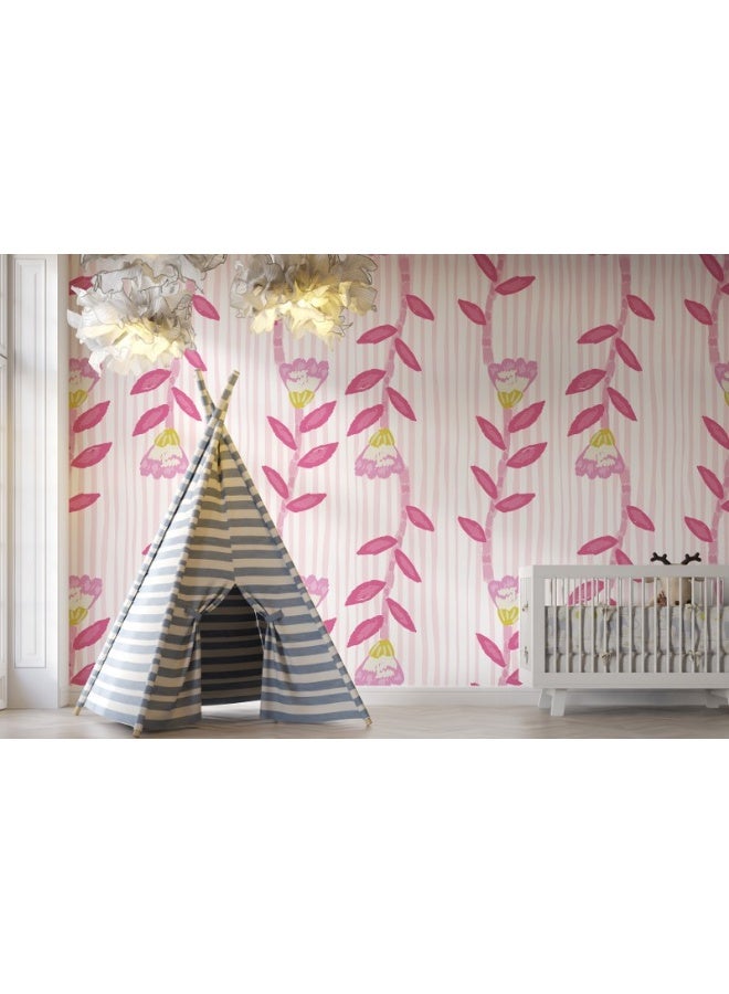 Home Gallery Bindi Flower Fabric Wallpaper Covers An Area ​​Up To 4.2Mx3M With Adhesive  And Smoothing Tool  - Image 2