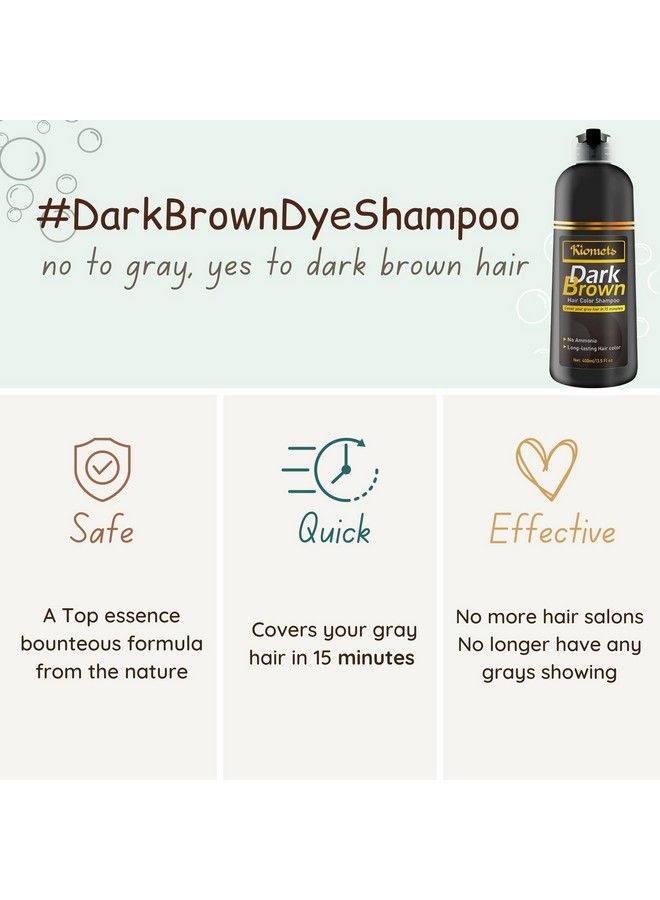 KILOMETS Dark Brown Hair Dye Shampoo 400Ml 100% Grey Coverage In Minutes Ammonia Free Hair Color Shampoo Gray Silver Hair Instant Coloring At Home Gift For Her For Him - Image 4