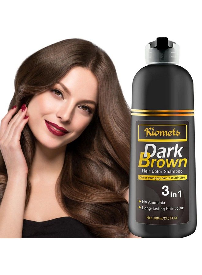 KILOMETS Dark Brown Hair Dye Shampoo 400Ml 100% Grey Coverage In Minutes Ammonia Free Hair Color Shampoo Gray Silver Hair Instant Coloring At Home Gift For Her For Him - Image 2