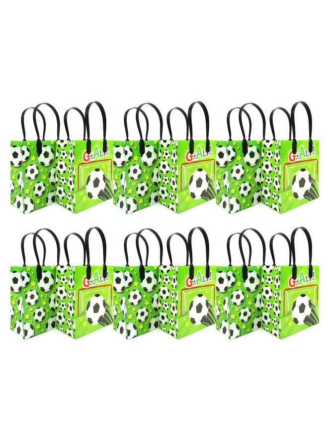 TINYMILLS Soccer Futbol Themed Party Favor Bags Treat Bags With Handles Soccer Futbol Candy Snack Bags For Birthday Party Snack Duty Goodie Bags Pack Of 12 - Image 1