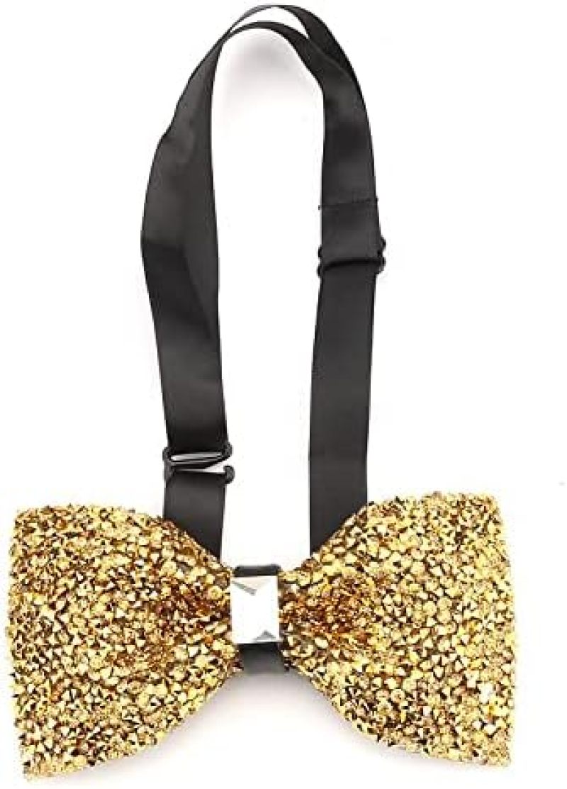 Men's flash diamond bow tie, pre-tied sequined rhinestone bow, adjustable length, for banquets, weddings and parties - Image 2