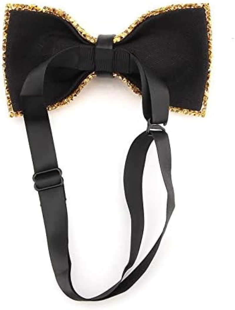 Men's flash diamond bow tie, pre-tied sequined rhinestone bow, adjustable length, for banquets, weddings and parties - Image 3