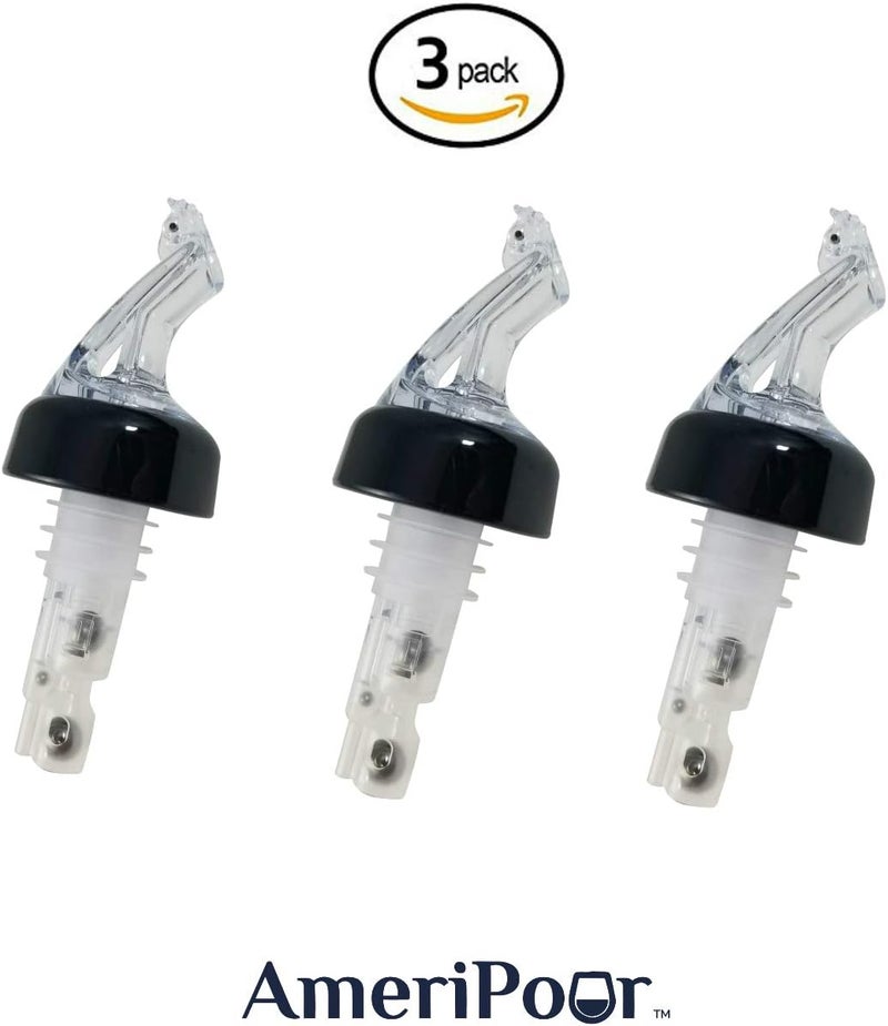 AmeriPour Measured Pourer - Liquor Bottle Pourers - Collared - (3pk) Made 100% In USA. Bar Spouts That Don't Leak - No Cracks. A Perfect Pour Everytime. Great For Wine! (Clear, 2oz 60ml) - 3 Pack) - Image 2