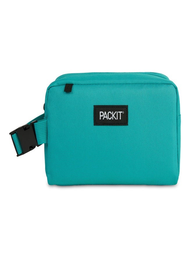 باكيت علبة وجبات خفيفة قابلة للتجميد من PackIt®، لون أزرق مخضر، مصنوعة بتقنية ECOFREEZE®، قابلة للطي، قابلة لإعادة الاستخدام، إغلاق بسحاب مع مقبض بمشبك، مصممة للوجبات الخفيفة في العمل، والوجبات الخفيفة الطازجة أثناء التنقل، للبالغين، ولجميع الأعمار. - Image 1