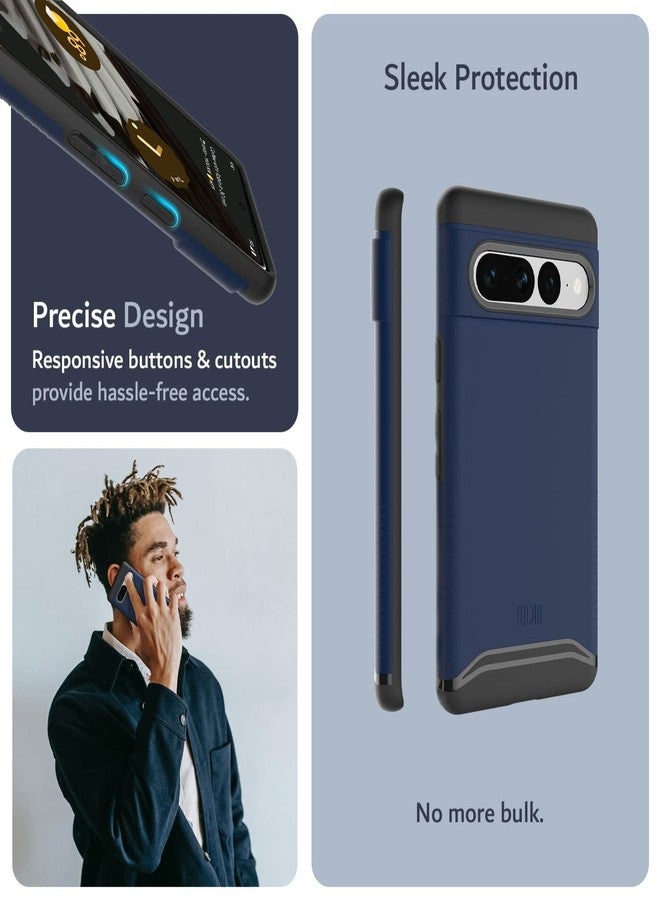 توديا جراب TUDIA DualShield مصمم خصيصًا لهاتف Google Pixel 7 Pro، [دمج] غطاء حماية مزدوج الطبقات مقاوم للصدمات، بمواصفات عسكرية، نحيف ومتين، لهاتف Pixel 7 Pro (أزرق نيلي) - Image 4