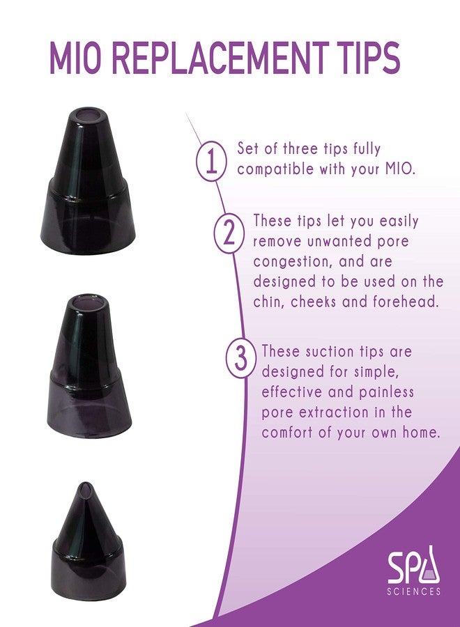 Spa Sciences MIO Pore Extraction Tips - Set of 3 - Small, Medium, Large Ovals - Compatible with MIO Microdermabrasion Suction Tool - For Skin Resurfacing - All Skin Types - Image 2